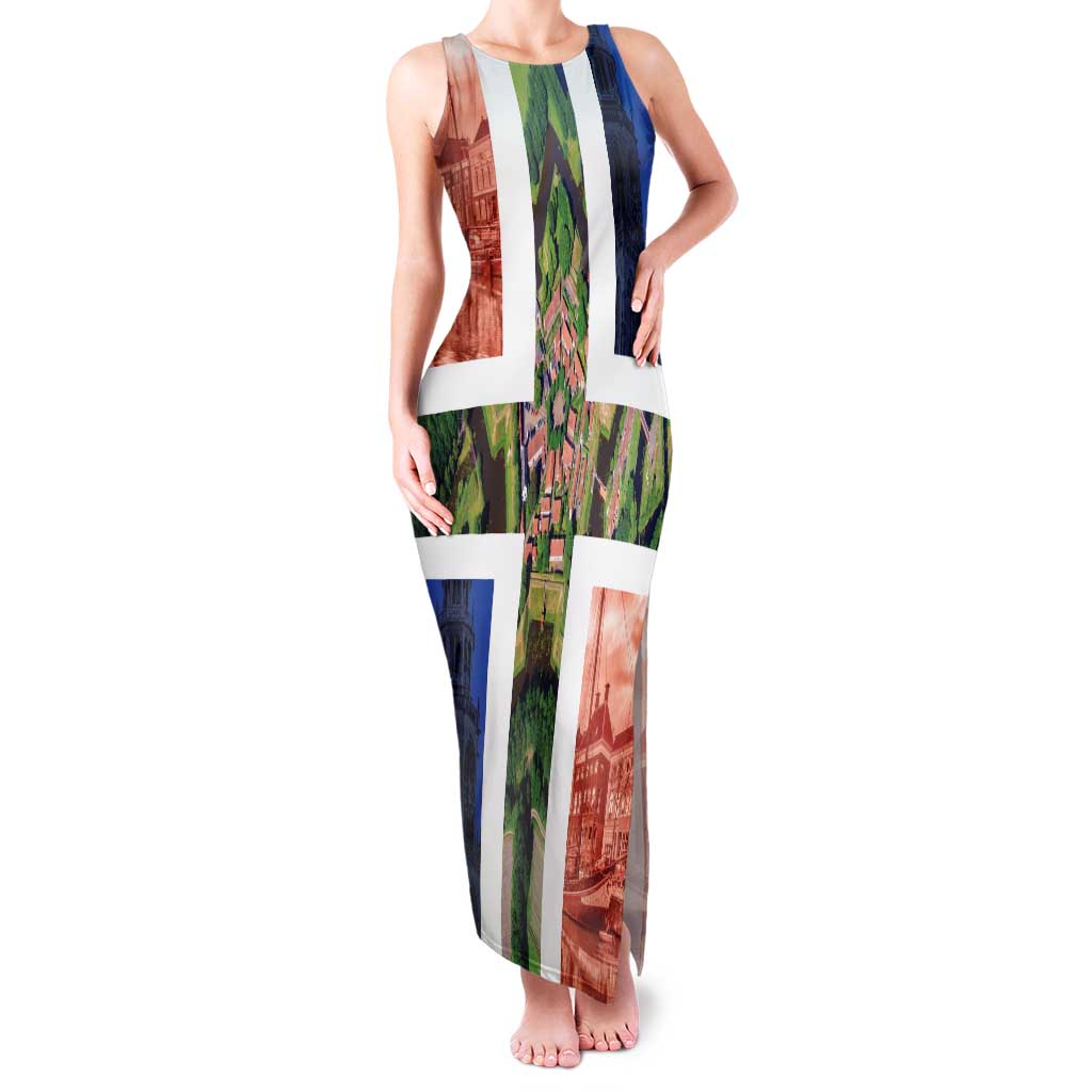 Netherlands Groningen Province Family Matching Tank Maxi Dress and Hawaiian Shirt Flag Style