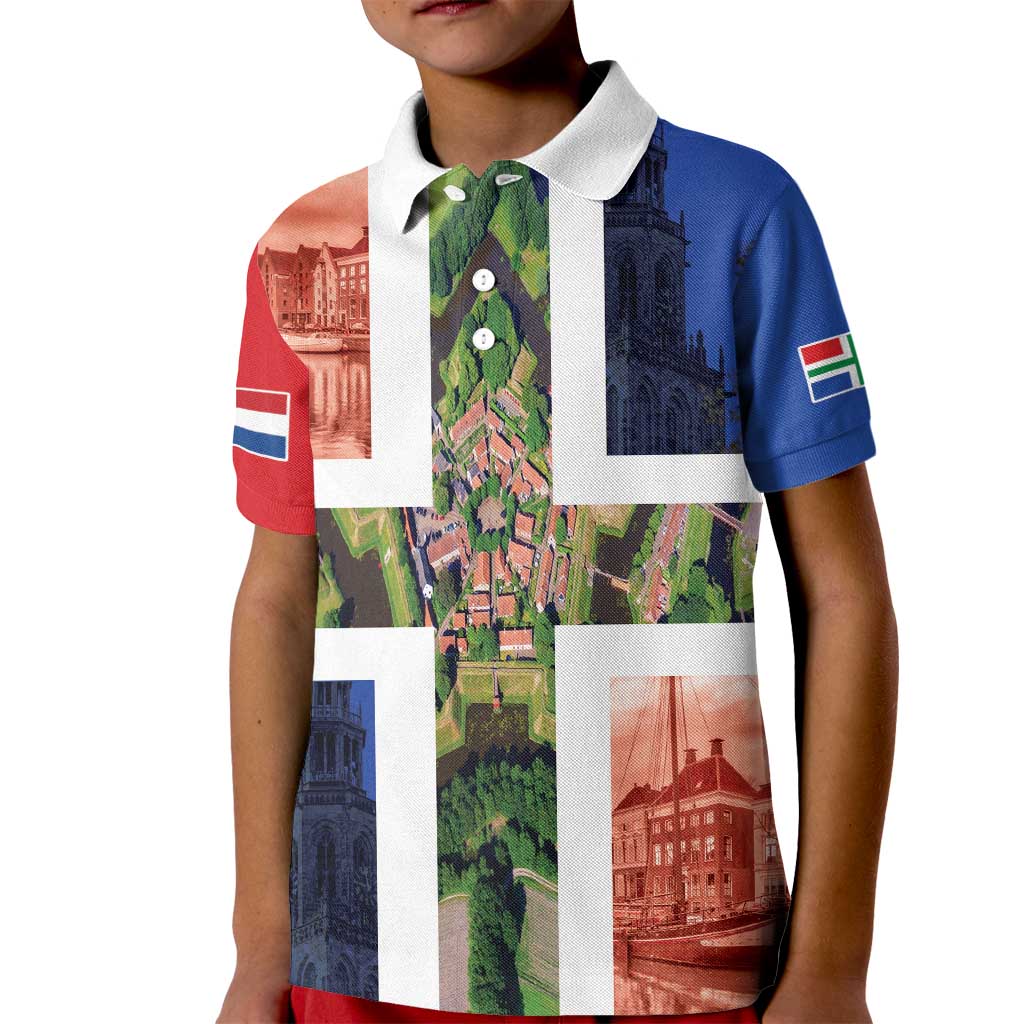 Netherlands Groningen Province Kid Polo Shirt Flag Style