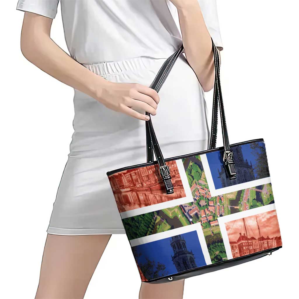 Netherlands Groningen Province Leather Tote Bag Flag Style