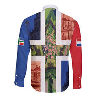 Netherlands Groningen Province Long Sleeve Button Shirt Flag Style