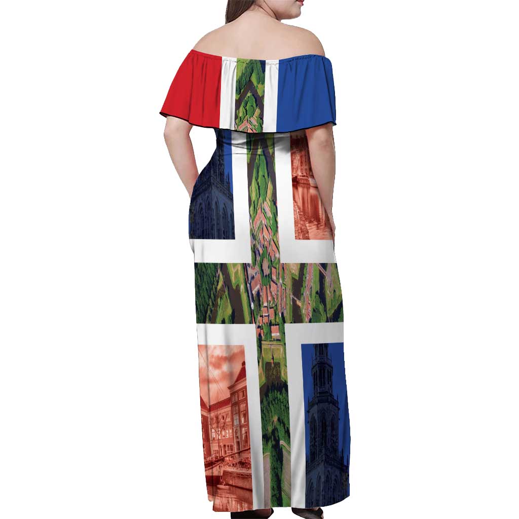 Netherlands Groningen Province Off Shoulder Maxi Dress Flag Style