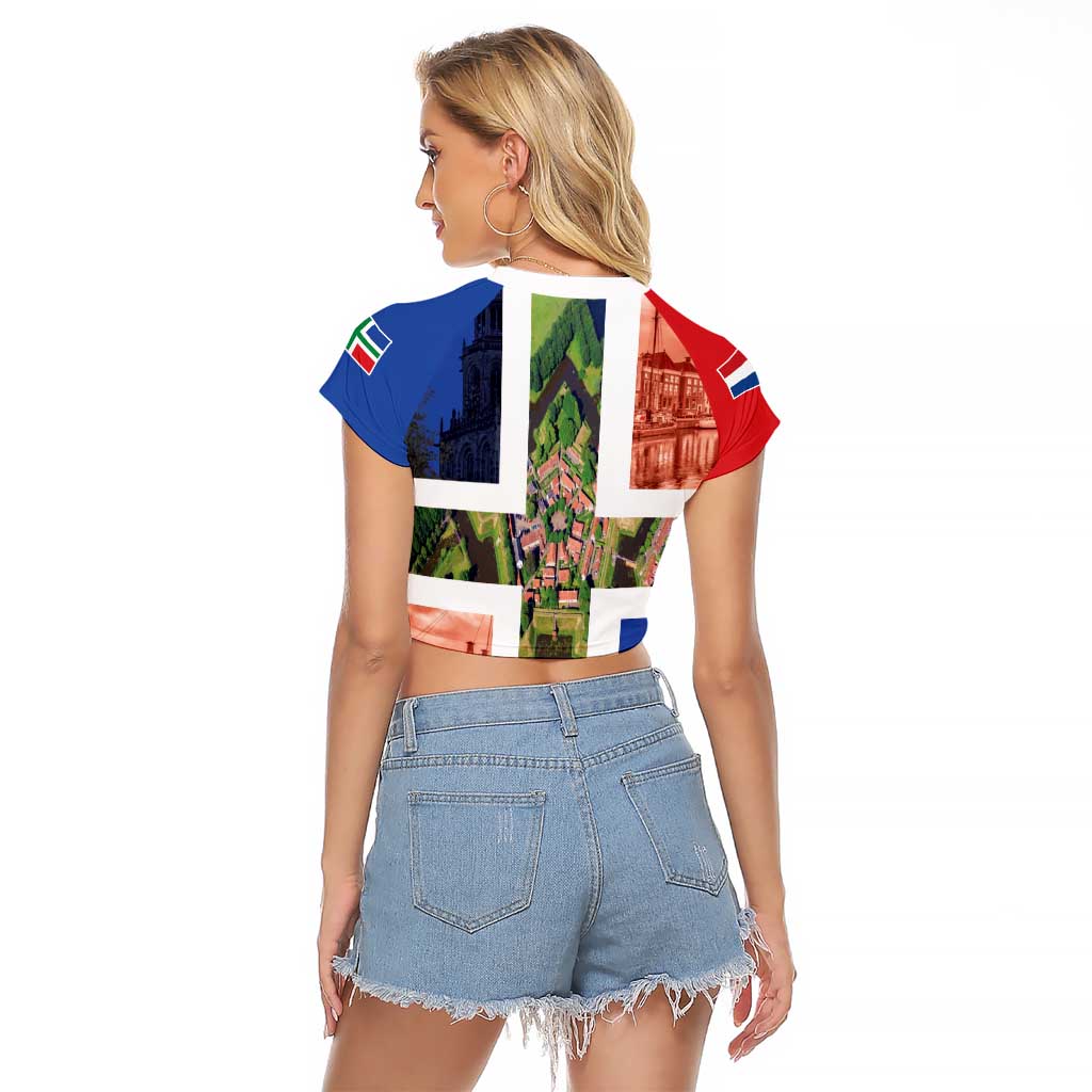 Netherlands Groningen Province Raglan Cropped T Shirt Flag Style