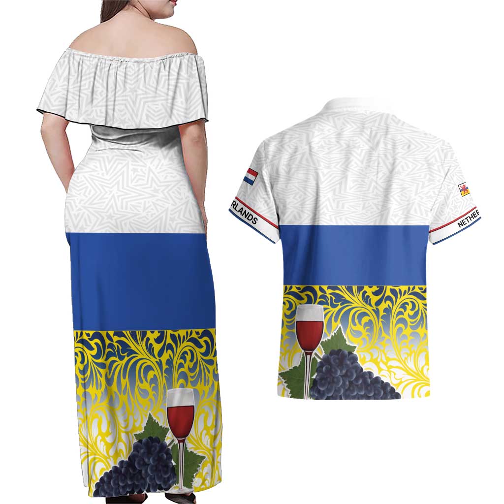 Netherlands Limburg Province Couples Matching Off Shoulder Maxi Dress and Hawaiian Shirt Flag Style