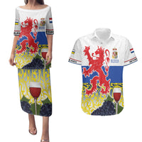 Netherlands Limburg Province Couples Matching Puletasi and Hawaiian Shirt Flag Style