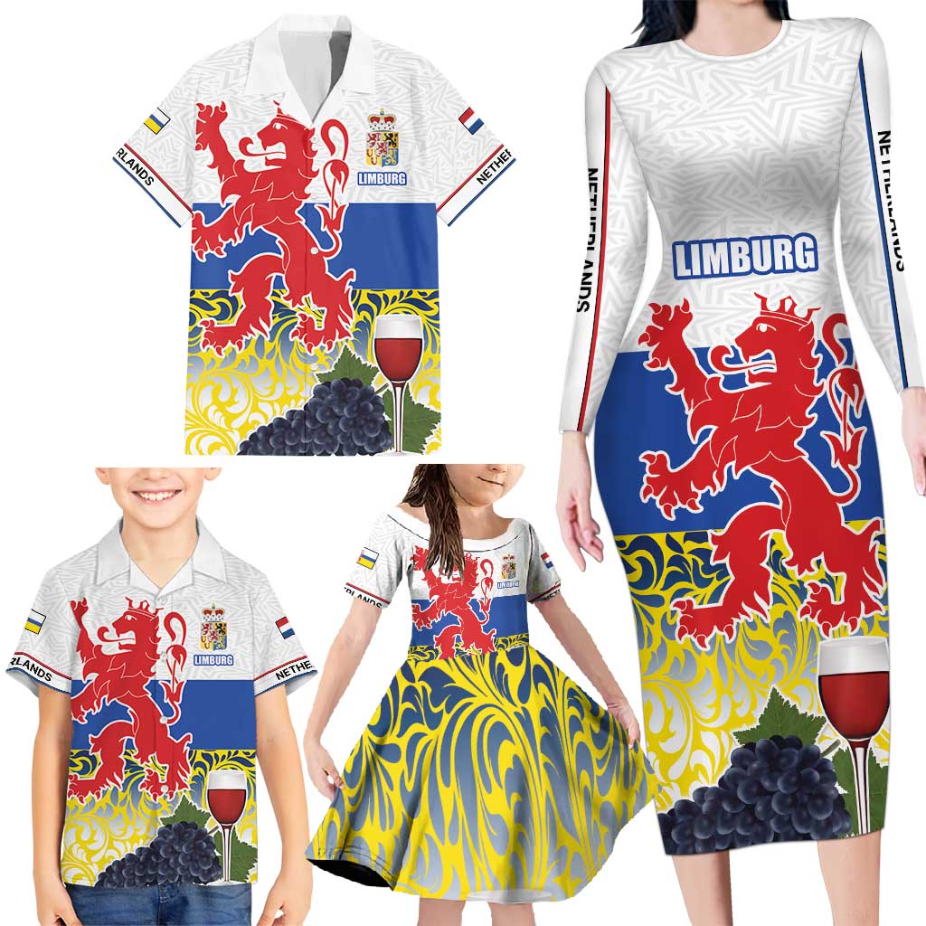 Netherlands Limburg Province Family Matching Long Sleeve Bodycon Dress and Hawaiian Shirt Flag Style