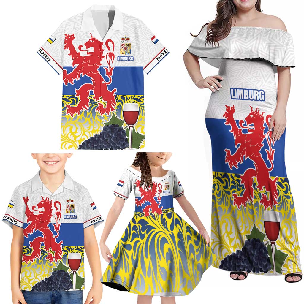 Netherlands Limburg Province Family Matching Off Shoulder Maxi Dress and Hawaiian Shirt Flag Style