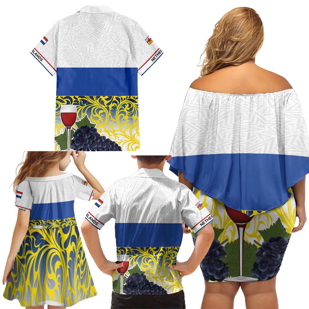 Netherlands Limburg Province Family Matching Off Shoulder Short Dress and Hawaiian Shirt Flag Style