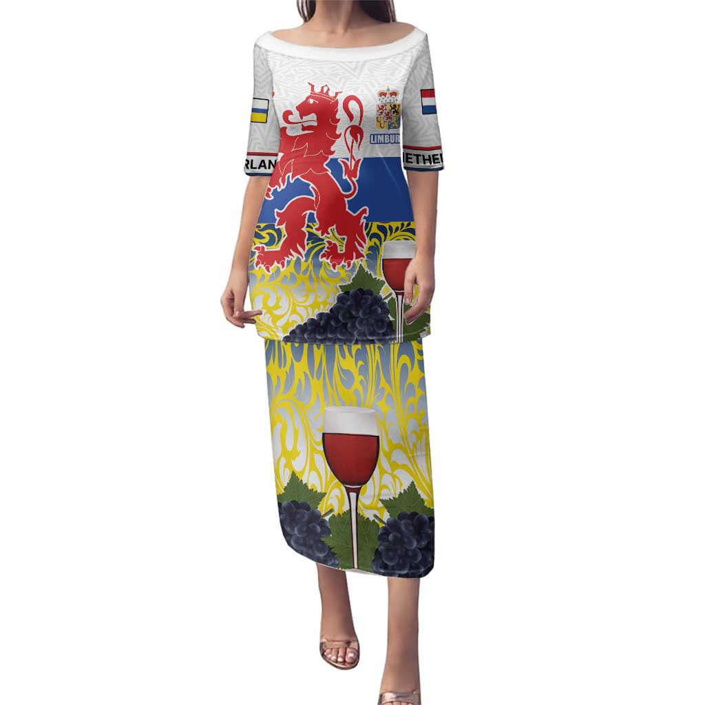 Netherlands Limburg Province Family Matching Puletasi and Hawaiian Shirt Flag Style