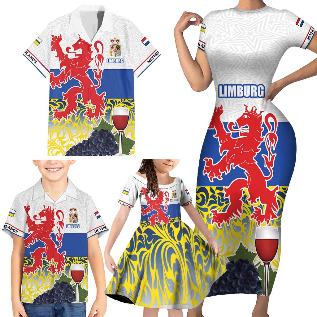 Netherlands Limburg Province Family Matching Short Sleeve Bodycon Dress and Hawaiian Shirt Flag Style