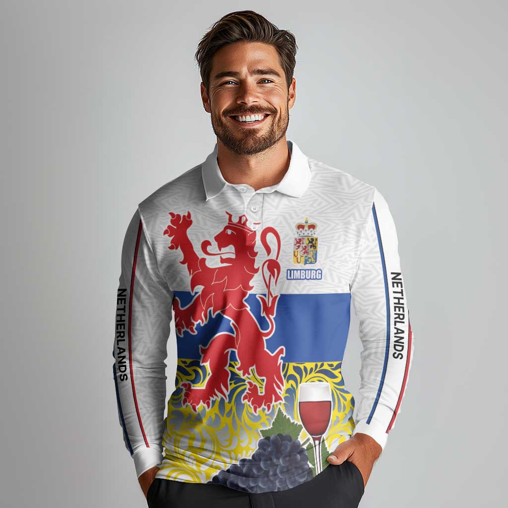 Netherlands Limburg Province Long Sleeve Polo Shirt Flag Style
