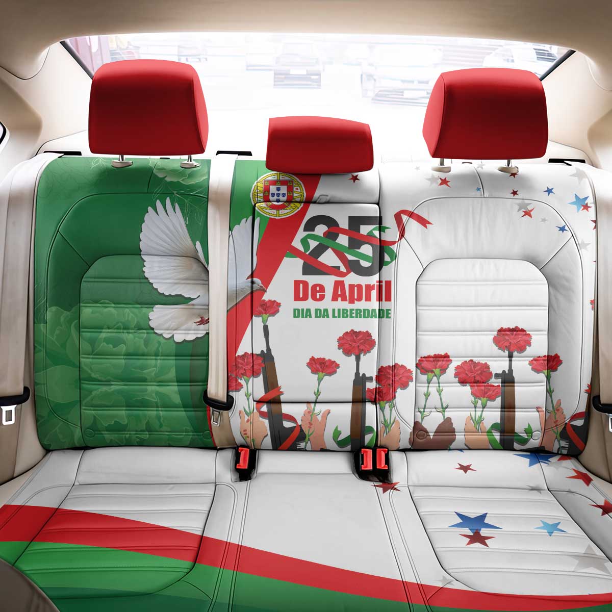 Portugal Carnation Revolution Back Car Seat Cover Dia Da Liberdade 25 De April
