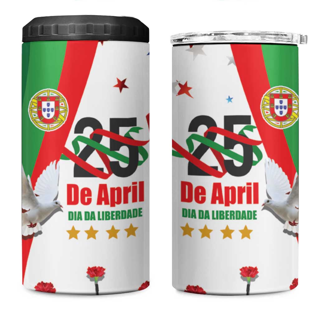 Portugal Carnation Revolution 4 in 1 Can Cooler Tumbler Dia Da Liberdade 25 De April