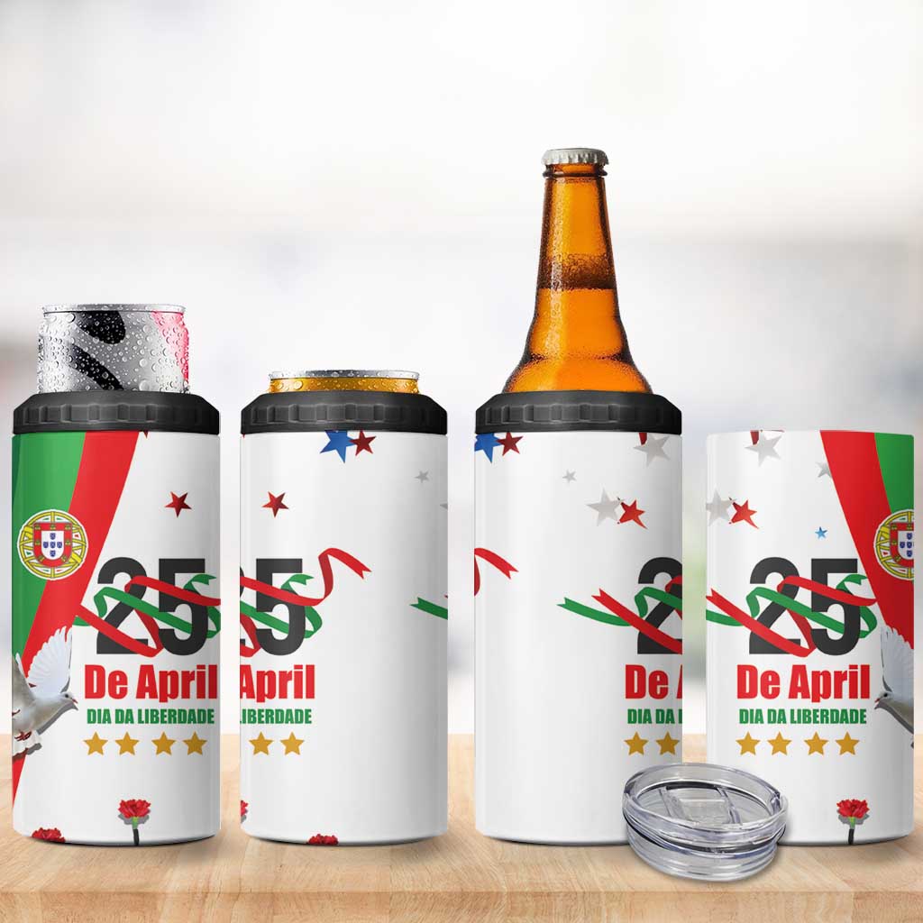 Portugal Carnation Revolution 4 in 1 Can Cooler Tumbler Dia Da Liberdade 25 De April