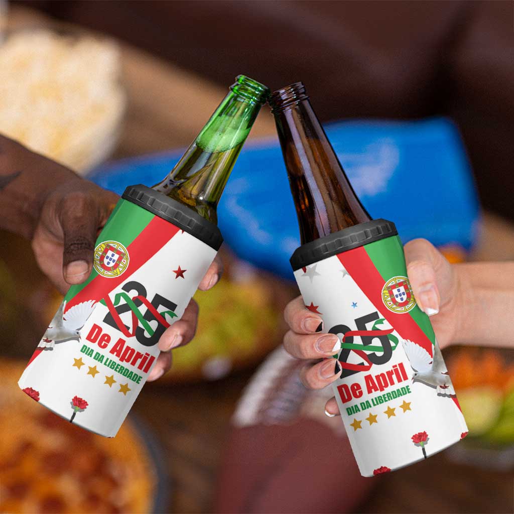 Portugal Carnation Revolution 4 in 1 Can Cooler Tumbler Dia Da Liberdade 25 De April