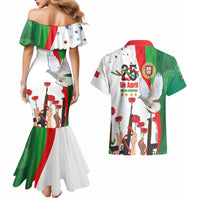 Portugal Carnation Revolution Couples Matching Mermaid Dress and Hawaiian Shirt Dia Da Liberdade 25 De April