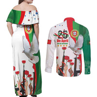 Portugal Carnation Revolution Couples Matching Off Shoulder Maxi Dress and Long Sleeve Button Shirt Dia Da Liberdade 25 De April