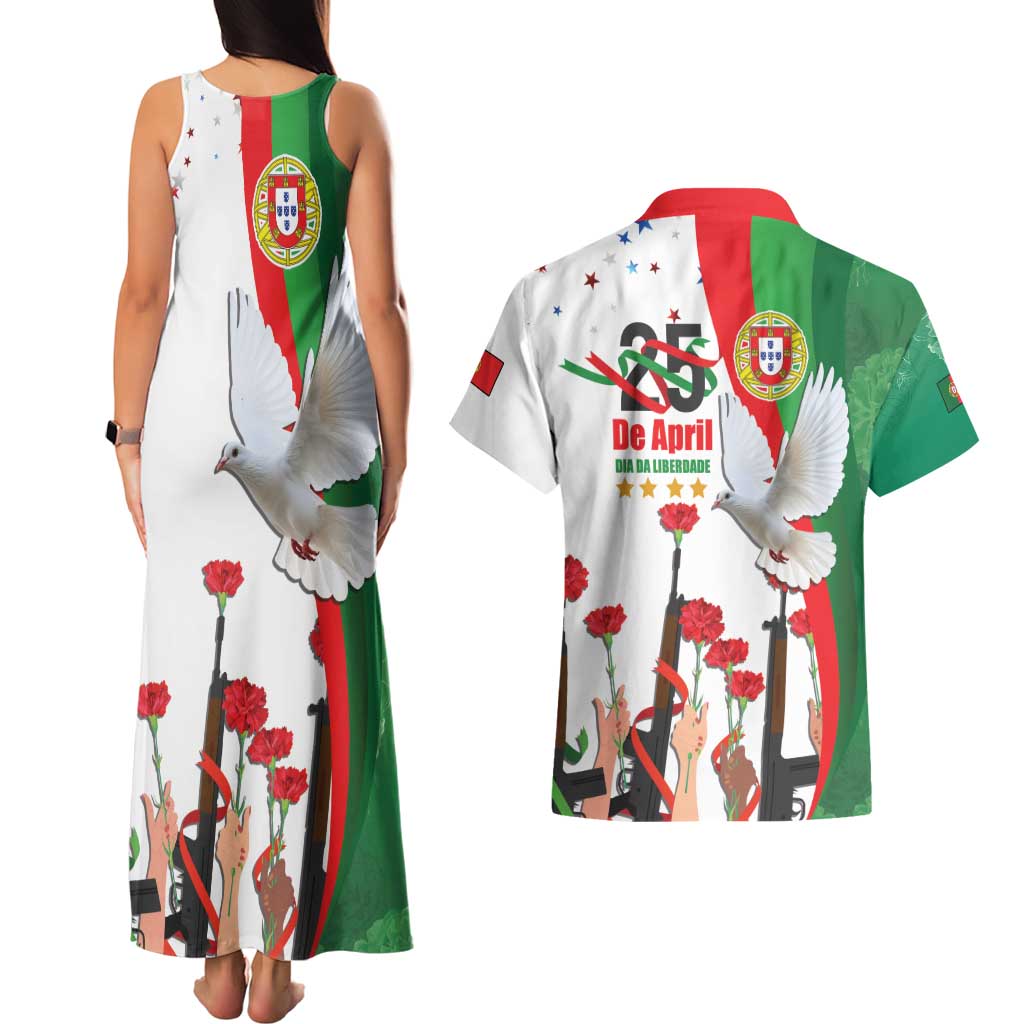 Portugal Carnation Revolution Couples Matching Tank Maxi Dress and Hawaiian Shirt Dia Da Liberdade 25 De April