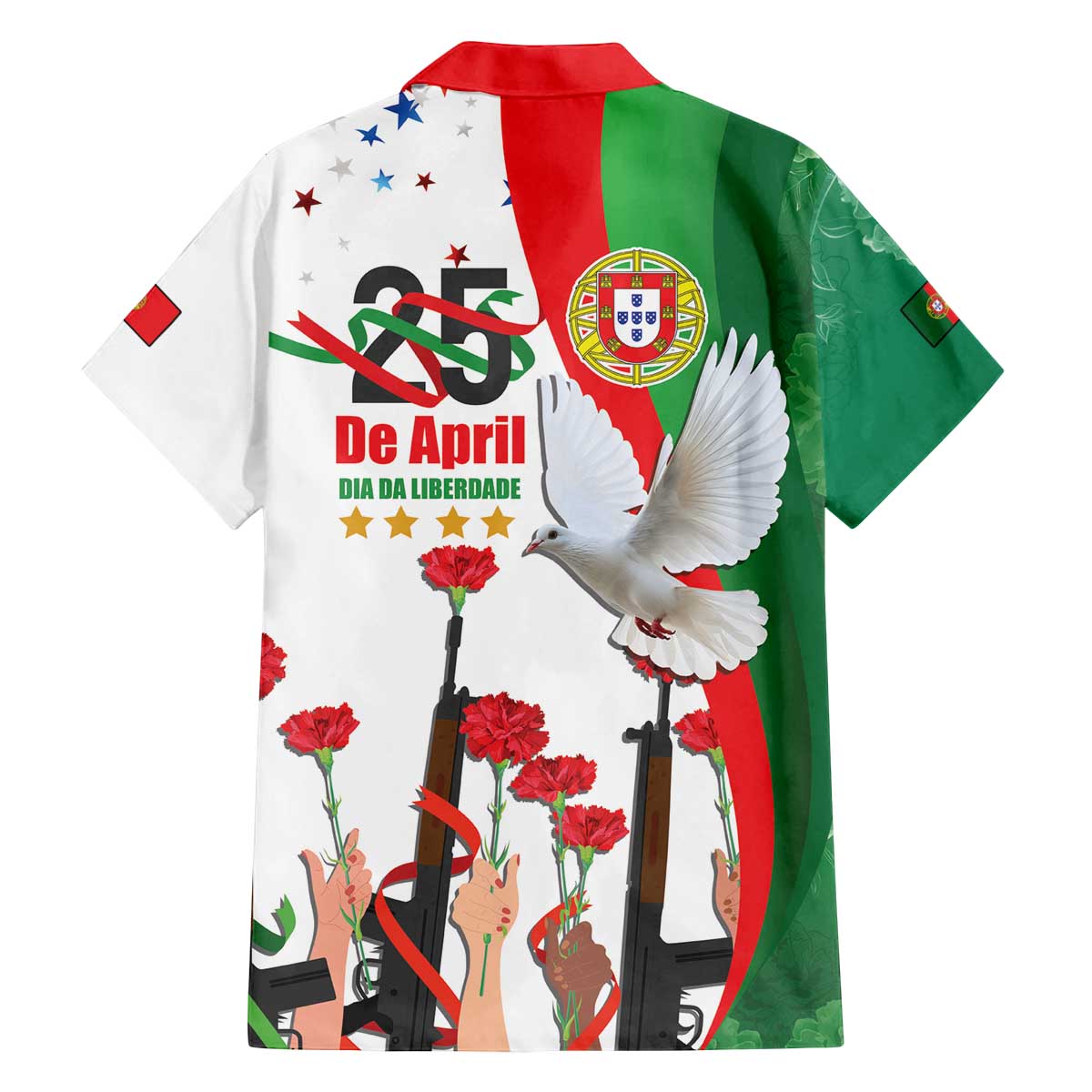 Portugal Carnation Revolution Family Matching Off The Shoulder Long Sleeve Dress and Hawaiian Shirt Dia Da Liberdade 25 De April