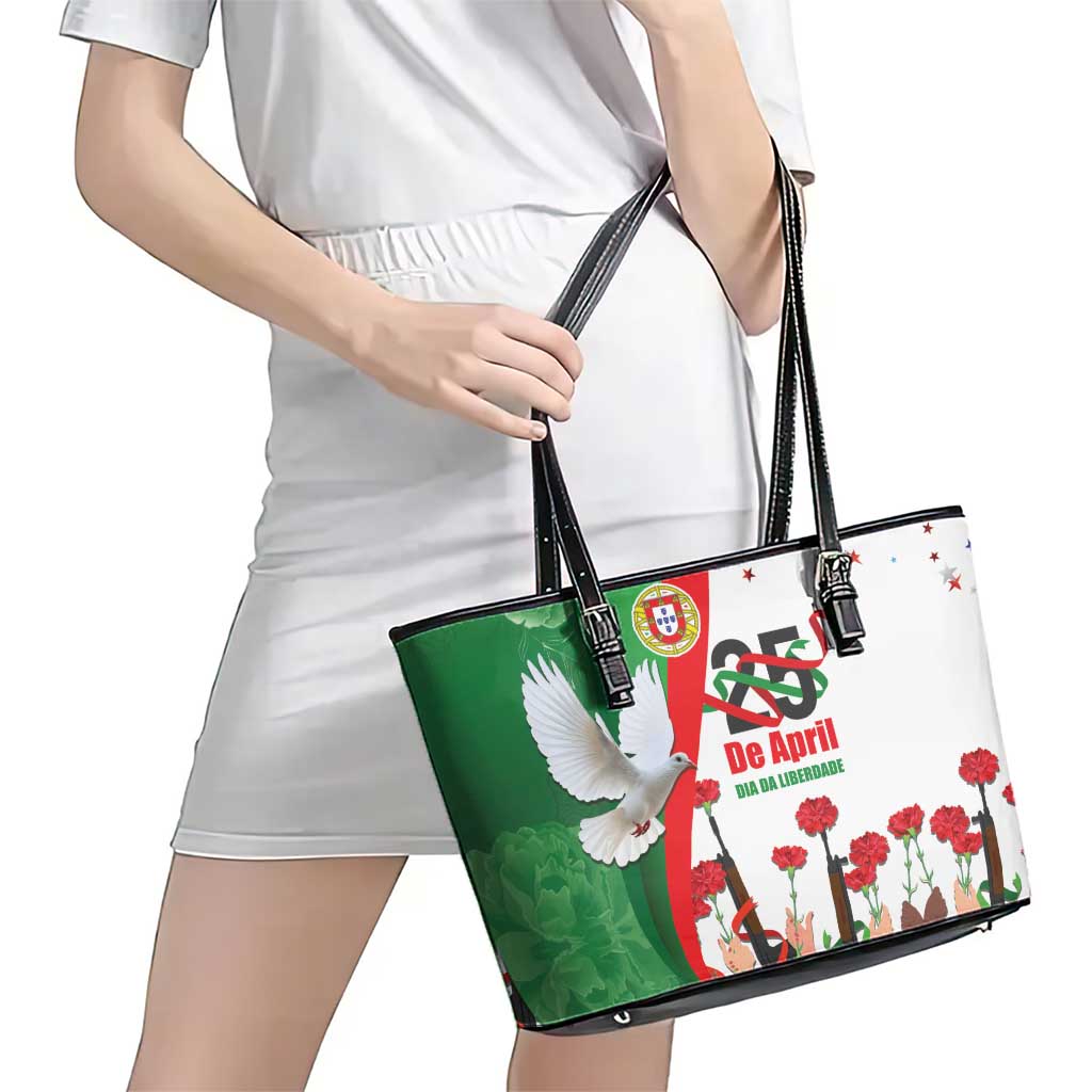 Portugal Carnation Revolution Leather Tote Bag Dia Da Liberdade 25 De April