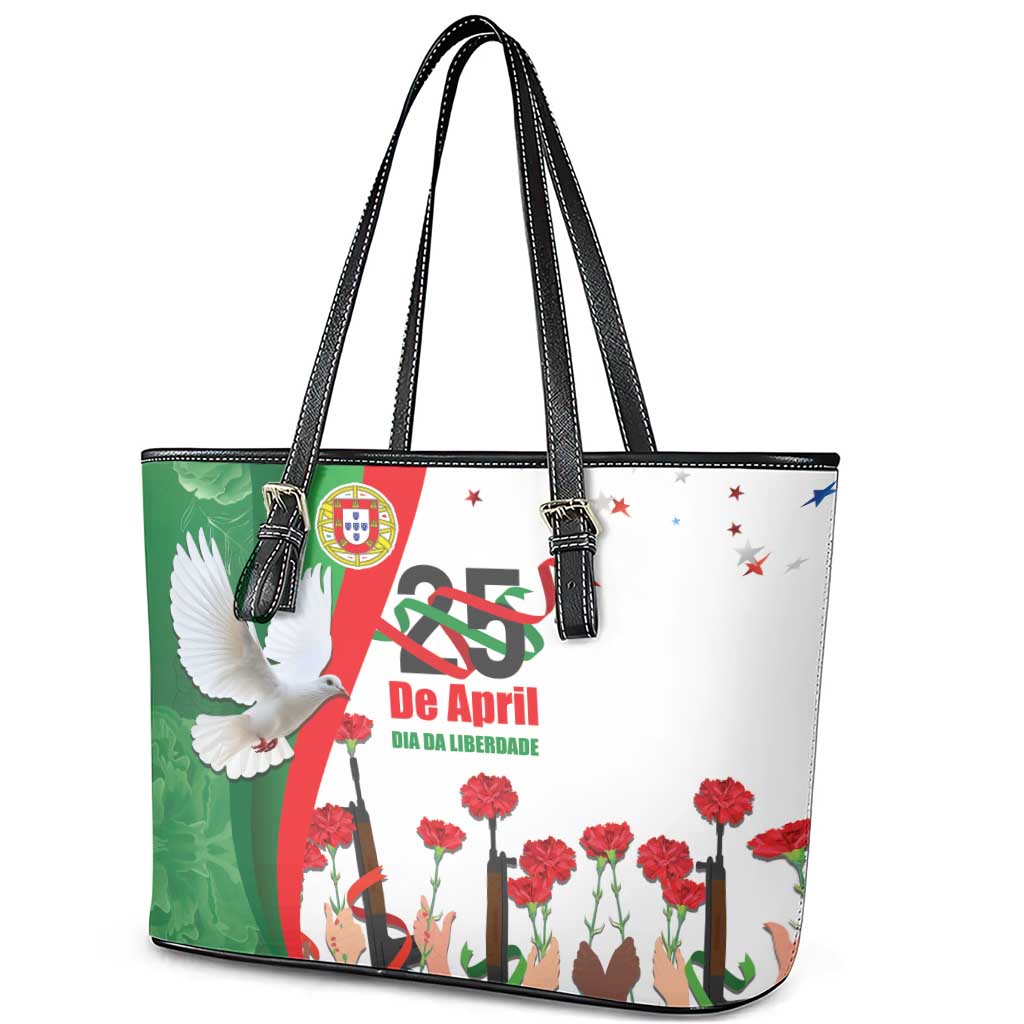 Portugal Carnation Revolution Leather Tote Bag Dia Da Liberdade 25 De April