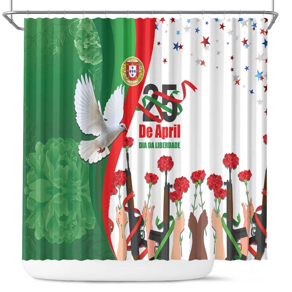 Portugal Carnation Revolution Shower Curtain Dia Da Liberdade 25 De April