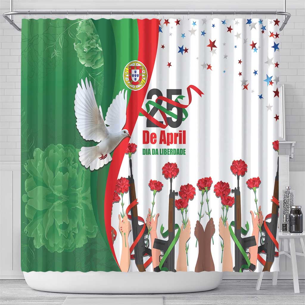 Portugal Carnation Revolution Shower Curtain Dia Da Liberdade 25 De April