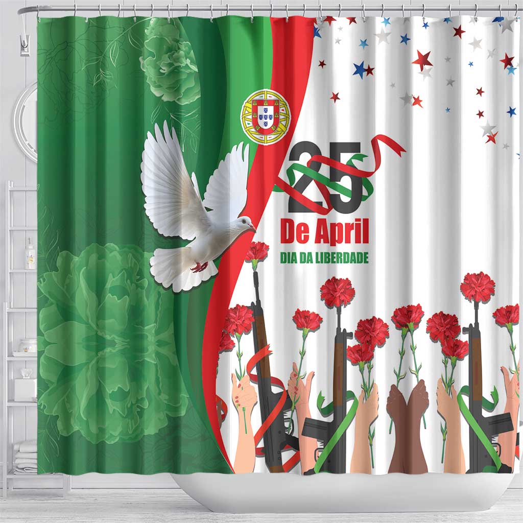 Portugal Carnation Revolution Shower Curtain Dia Da Liberdade 25 De April