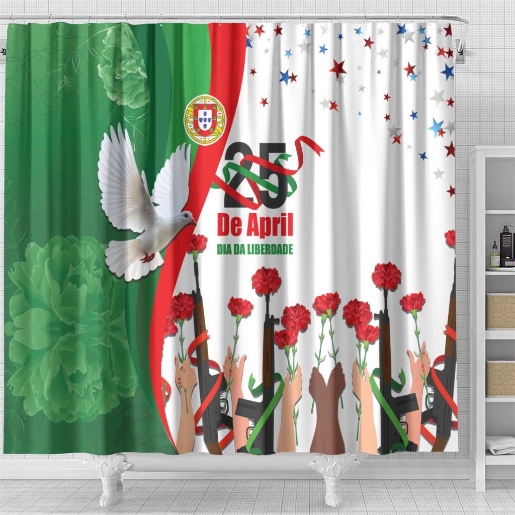 Portugal Carnation Revolution Shower Curtain Dia Da Liberdade 25 De April