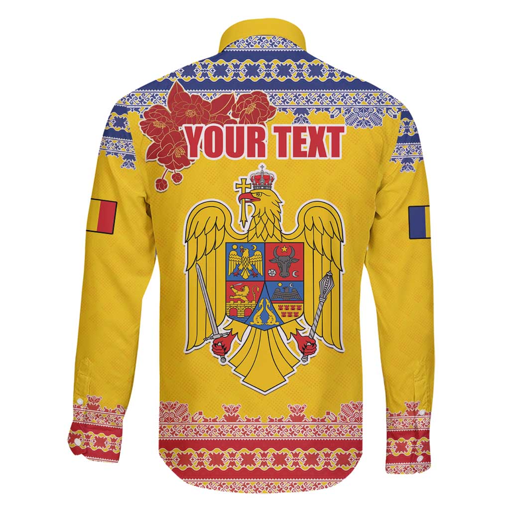 Personalized Vintage Romania Coat of Arms Family Matching Summer Maxi Dress and Hawaiian Shirt Golden Eagle with Romanian Peony