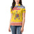 Personalized Vintage Romania Coat of Arms Women Polo Shirt Golden Eagle with Romanian Peony