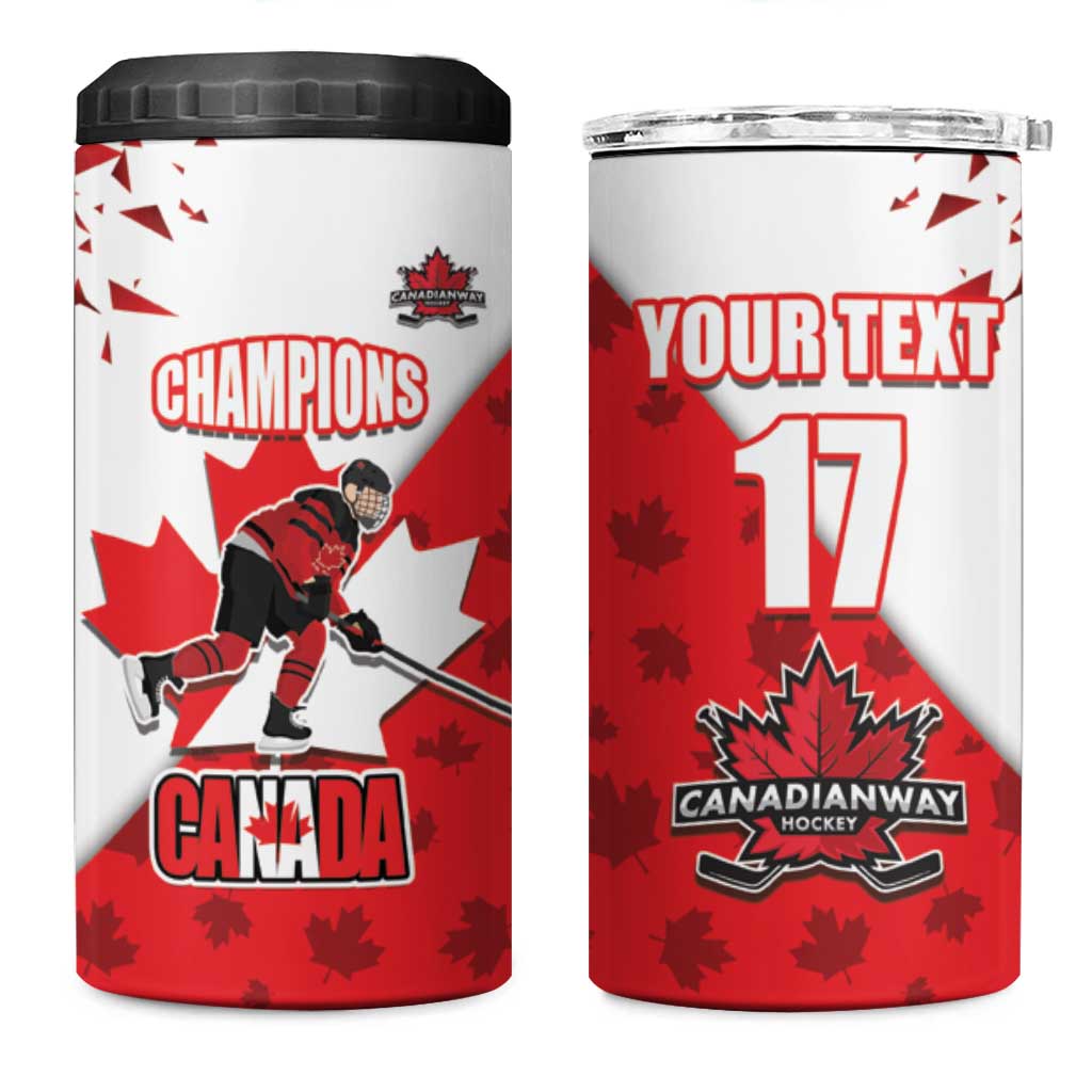 Custom Canada Ice Hockey Champions Forever 4 in 1 Can Cooler Tumbler Sporty Style