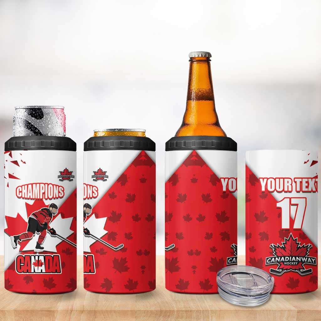 Custom Canada Ice Hockey Champions Forever 4 in 1 Can Cooler Tumbler Sporty Style