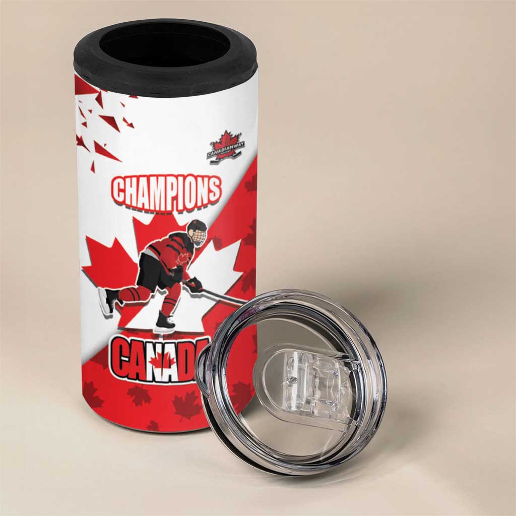 Custom Canada Ice Hockey Champions Forever 4 in 1 Can Cooler Tumbler Sporty Style