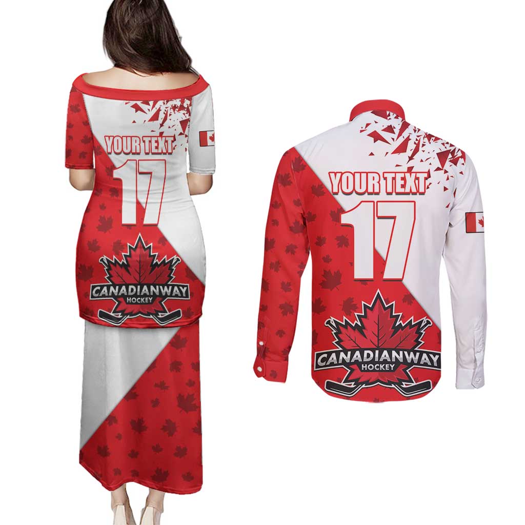 Custom Canada Ice Hockey Champions Forever Couples Matching Puletasi and Long Sleeve Button Shirt Sporty Style