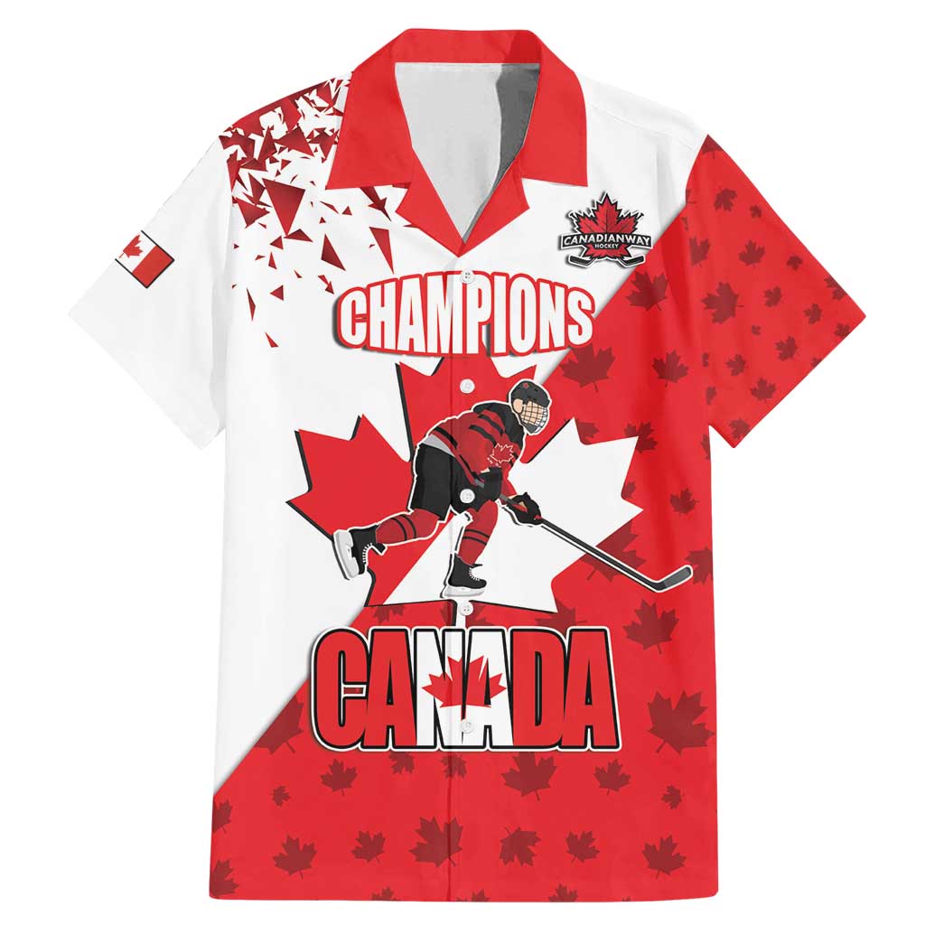 Custom Canada Ice Hockey Champions Forever Family Matching Mermaid Dress and Hawaiian Shirt Sporty Style