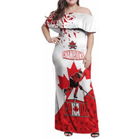 Custom Canada Ice Hockey Champions Forever Family Matching Off Shoulder Maxi Dress and Hawaiian Shirt Sporty Style