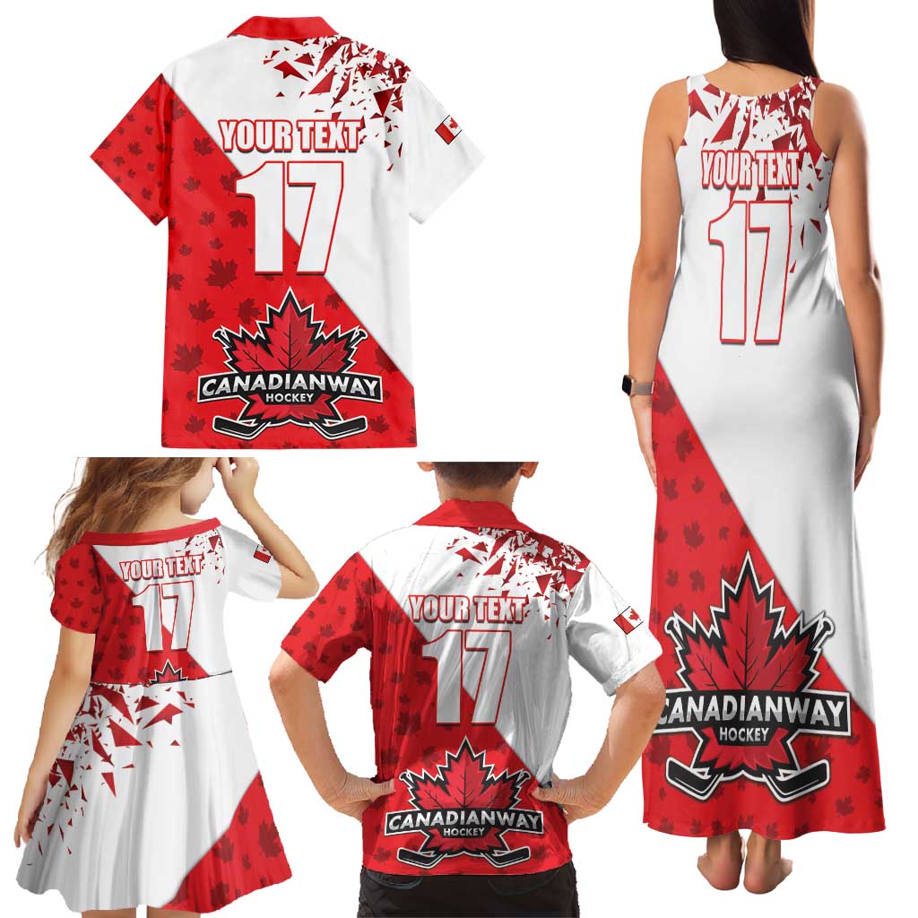 Custom Canada Ice Hockey Champions Forever Family Matching Tank Maxi Dress and Hawaiian Shirt Sporty Style
