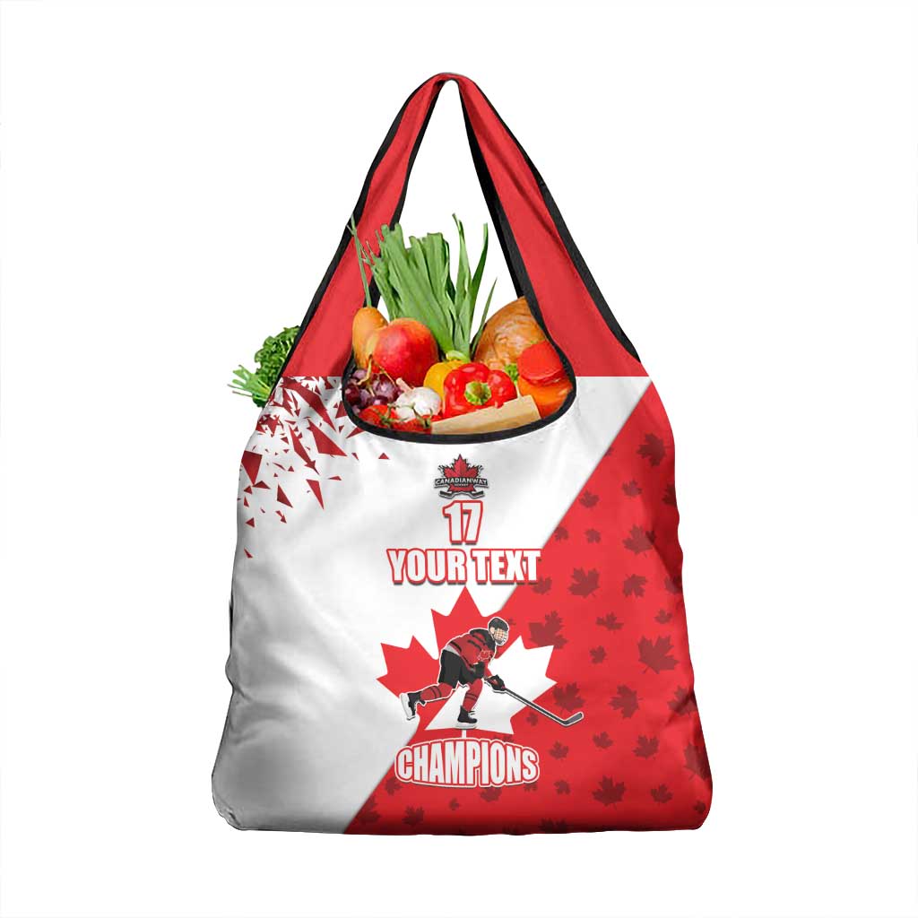 Custom Canada Ice Hockey Champions Forever Grocery Bag Sporty Style