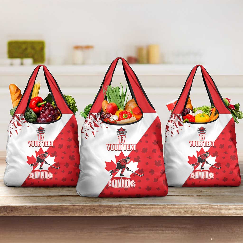 Custom Canada Ice Hockey Champions Forever Grocery Bag Sporty Style