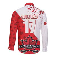 Custom Canada Ice Hockey Champions Forever Long Sleeve Button Shirt Sporty Style