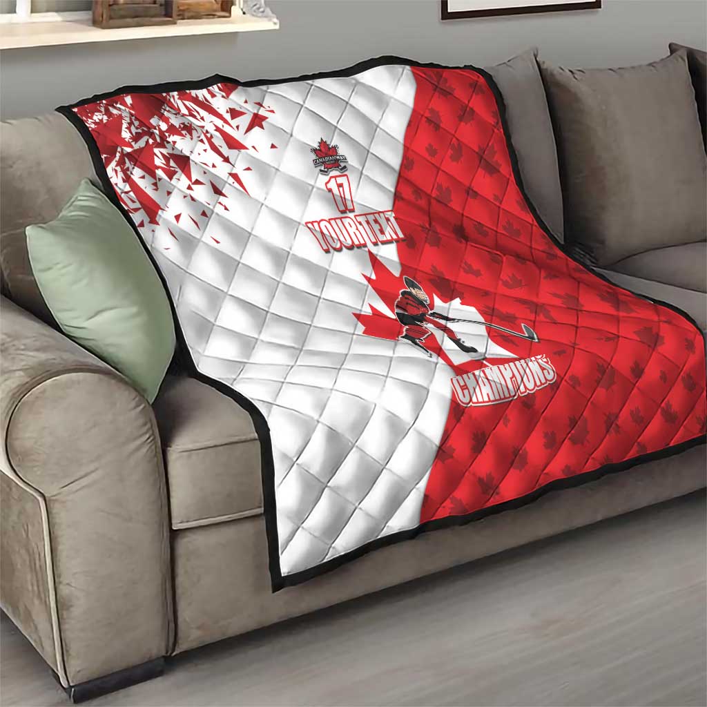 Custom Canada Ice Hockey Champions Forever Quilt Sporty Style