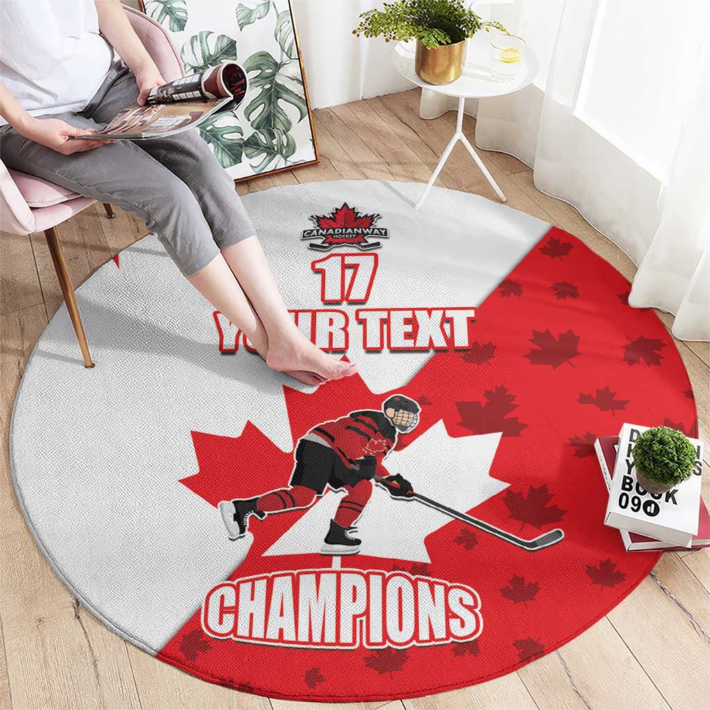 Custom Canada Ice Hockey Champions Forever Round Carpet Sporty Style