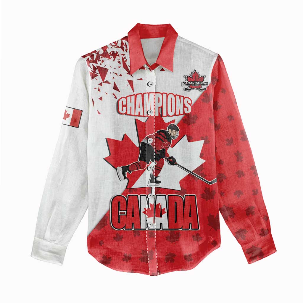 Custom Canada Ice Hockey Champions Forever Women Casual Shirt Sporty Style