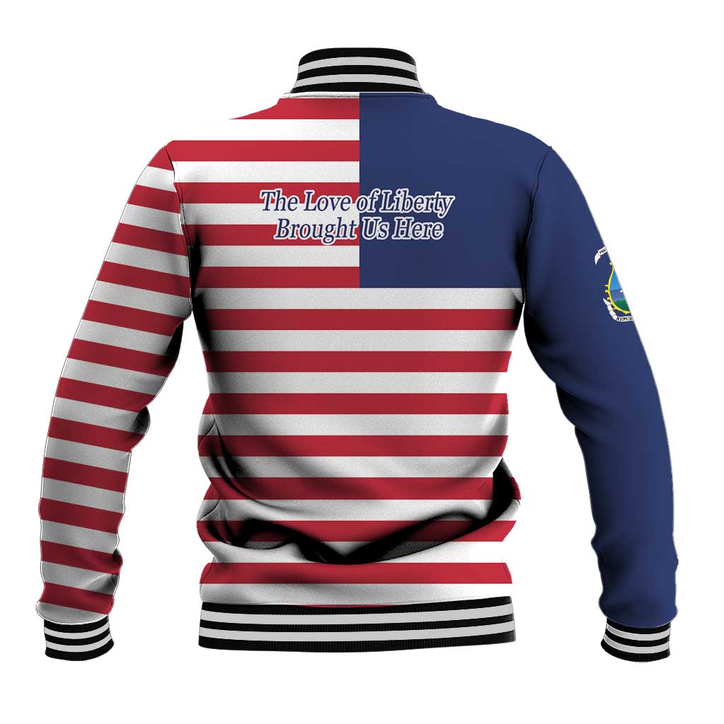 Liberia Flag Style Baseball Jacket The Love of Liberty Brought Us Here