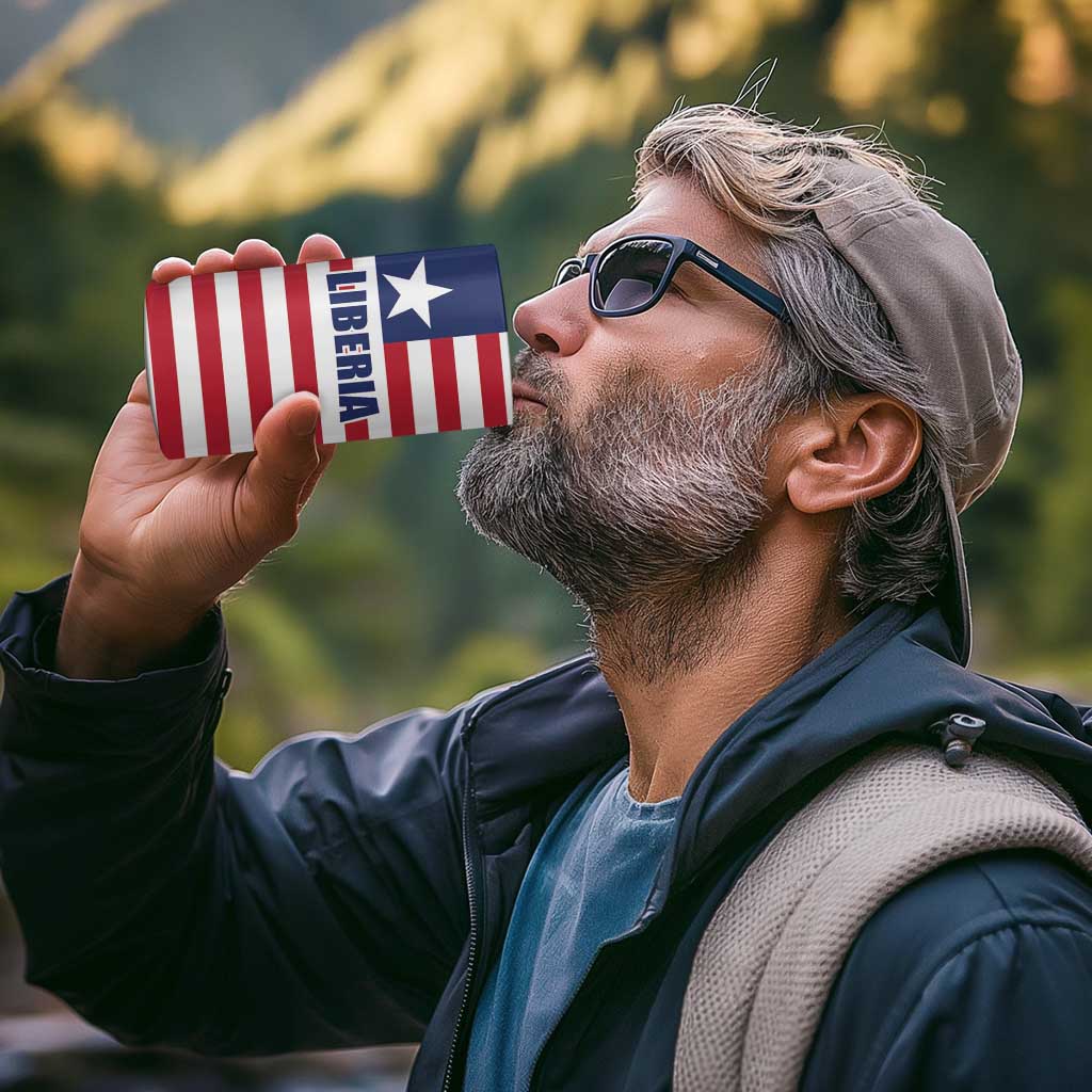 Liberia Flag Style 4 in 1 Can Cooler Tumbler The Love of Liberty Brought Us Here