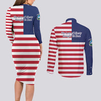 Liberia Flag Style Couples Matching Long Sleeve Bodycon Dress and Long Sleeve Button Shirt The Love of Liberty Brought Us Here