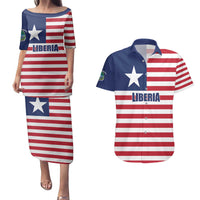 Liberia Flag Style Couples Matching Puletasi and Hawaiian Shirt The Love of Liberty Brought Us Here