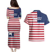 Liberia Flag Style Couples Matching Puletasi and Hawaiian Shirt The Love of Liberty Brought Us Here