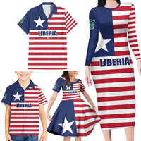 Liberia Flag Style Family Matching Long Sleeve Bodycon Dress and Hawaiian Shirt The Love of Liberty Brought Us Here