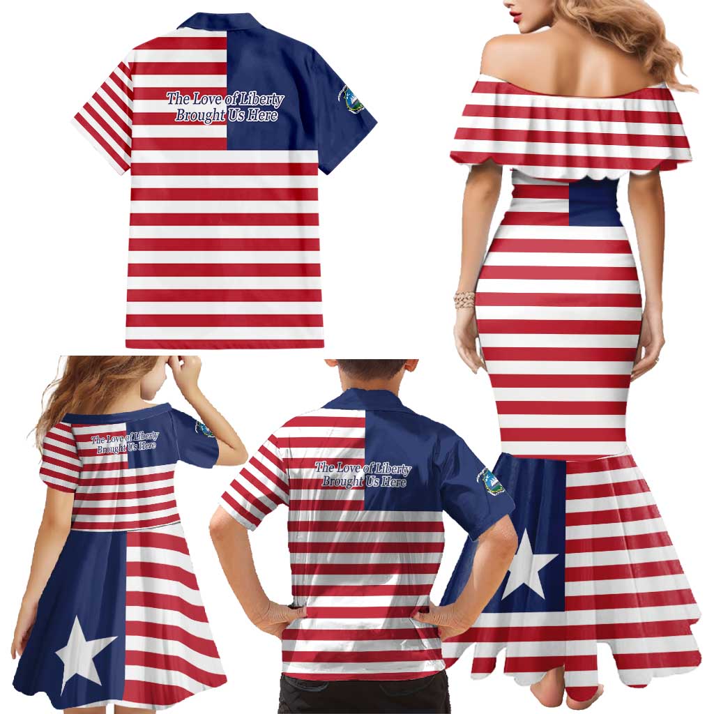Liberia Flag Style Family Matching Mermaid Dress and Hawaiian Shirt The Love of Liberty Brought Us Here